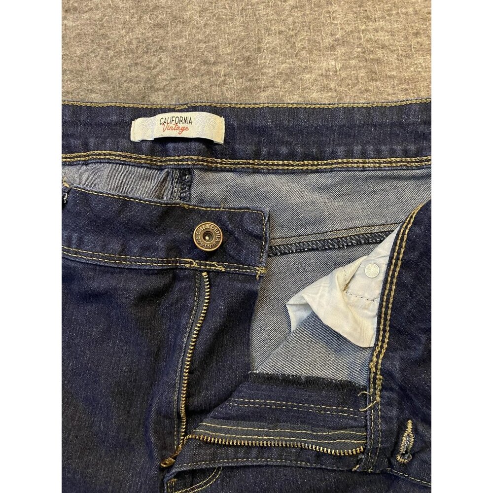 California Vintage Jeans Womens 18 Blue Dark Wash Straight High Rise Stretch - Picture 2 of 8